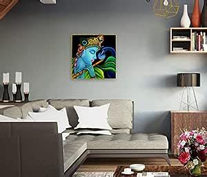 Atharv Aura Canvas UV Painting of Lord krishna with peacock beside For ...