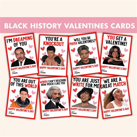 Black History Valentines Day Cards || 8 Black History Month Valentines Day Cards for Classroom ...