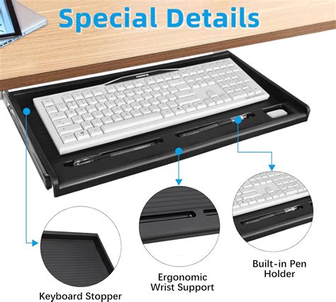 TOOCUST Under Desk Keyboard Tray, 20 Wx11D Sturdy India | Ubuy