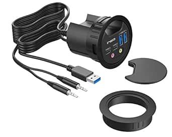 ineo Grommet Desk-Fit USB 3.1 Hub (4 Ports, 2 Type A + 2 Type C) with 3 ...