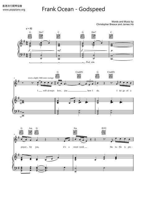 Frank Ocean-Godspeed Sheet Music pdf, - Free Score Download ★