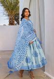Blue Hand Block Printed Anarkali kurta Set With Dupatta