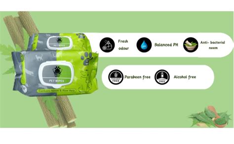 PAWS SAMRAT Premium Anti Bacterial Neem Aloe Vera Pet Wipes Pack of 3 ...