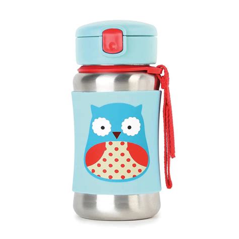 Skip Hop Zoo Stainless Steel Little Kid Straw Bottle Owl – The Moms ...