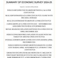 PIB Summary Economic Survey 2024-25 - Indian Economy for UPSC CSE PDF ...