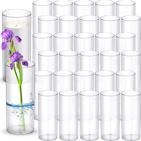 36 Pcs Clear Glass Cylinder Vases Bulk 10 Inch Tall Floating Candle Holders Glass Flower Vase ...