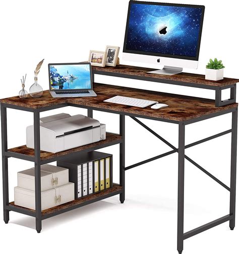 Buy Tribesigns L Shaped Desk with Storage Shelves, Rustic Corner Desk ...