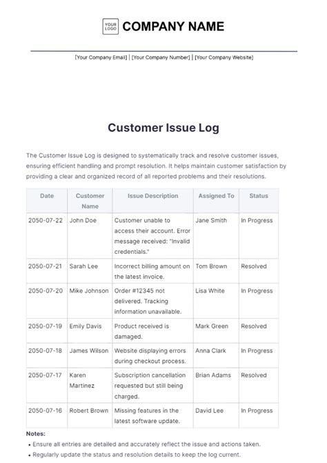 Image result for Client Issue Log Template