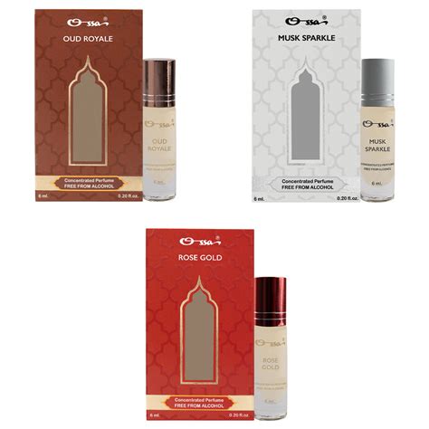 OSSA OUD ROYALE, MUSK SPARKLE, ROSE GOLD CONCENTRATED PERFUMES (PACK O ...