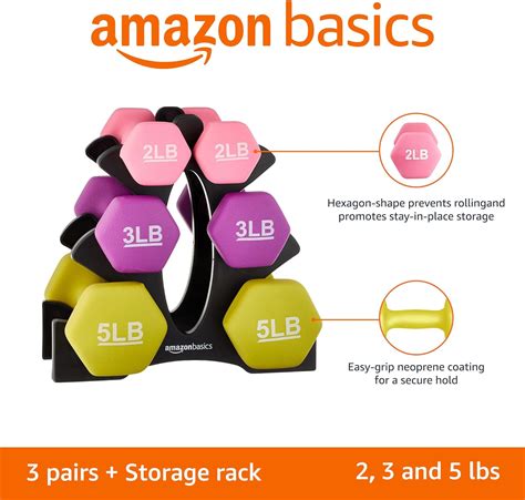 Amazon Basics Easy Grip Workout Dumbbell, Neoprene Coated...