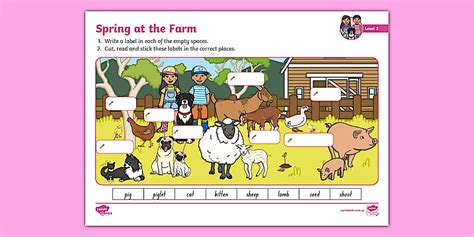 Phonics Level 3 Spring at the Farm Picture Worksheet