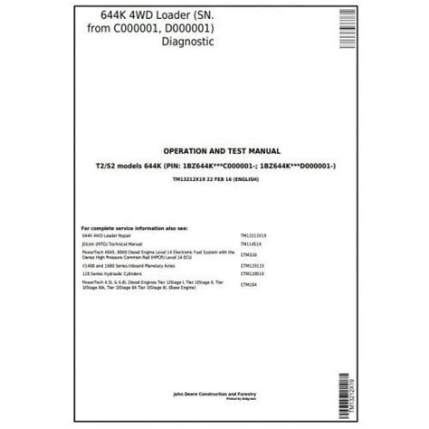 John Deere 644K Diagnostic Manual TM13212X19 PDF Download – Manuals Market