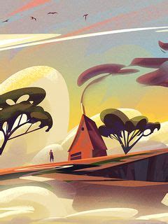 Download wallpaper 240x320 house, art, trees, silhouette old mobile ...