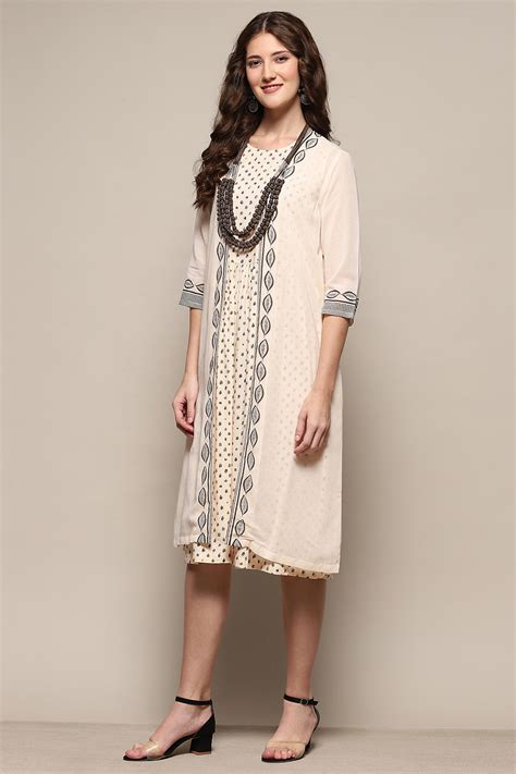 Buy Ecru Brown Cotton Blend Straight Kurta Online at Biba India
