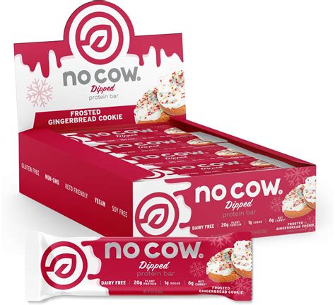 Amazon.com : No Cow Protein Bars, Gingerbread, 20g Plus Plant Based ...