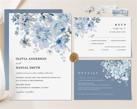 Diy Wedding Invitations Blue