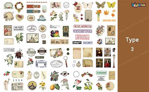 Toyshine 500 Pattern Vintage Botonical Nature Stickers (100 Sheets ...