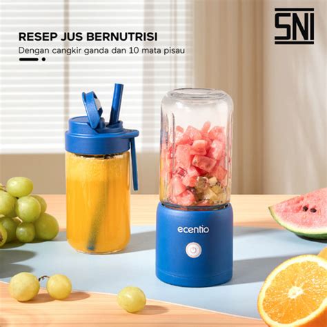Promo ecentio Blender Juicer Portable Mini Juicer Glass Dual-Cup ...