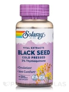 Black Seed 3% Thymoquinone - 60 Vegan Softgels - Solaray | PureFormulas