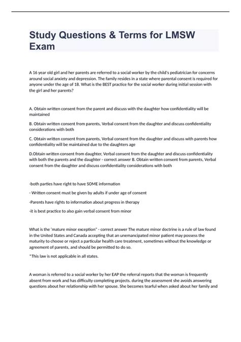 Study Questions & Terms for LMSW Exam fully solved 2023 - LMSW - Stuvia US