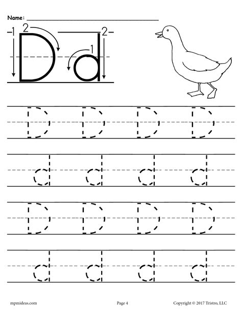 Free printable letter d tracing worksheet – Artofit
