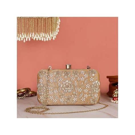 Buy SWISNI Gold Canvas Clutches SWIS-503 Online
