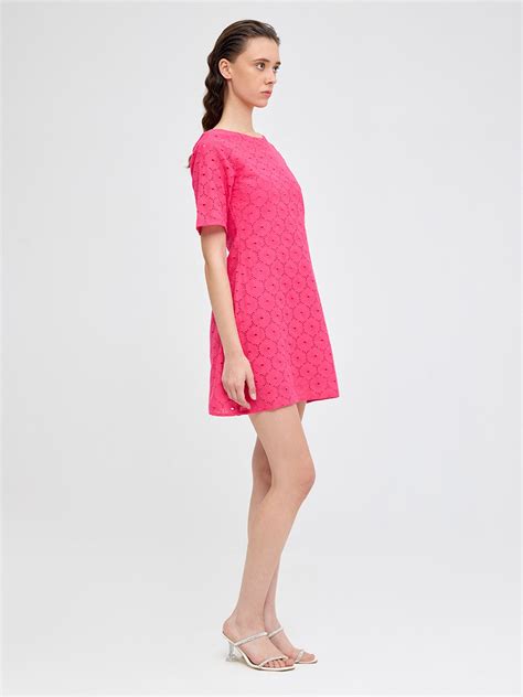 Pink schiffli shift mini dress