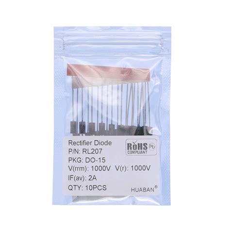 10PCS RL207 Rectifier Diode 2A 1000V DO-15 (DO-204AC) Axial 2 Amp 1000 ...