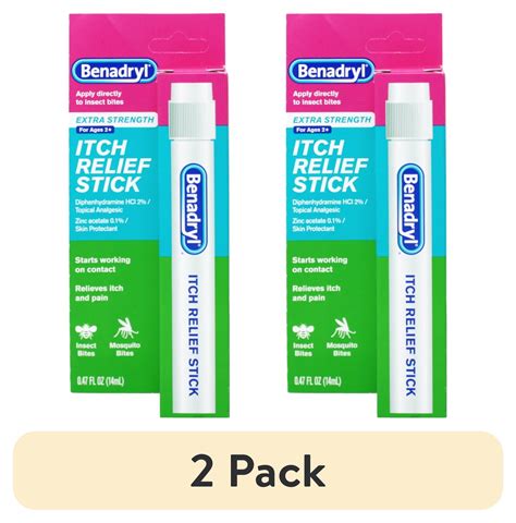 (2 pack) Benadryl Extra Strength Itch Relief Stick - Travel Size - 0.47 ...