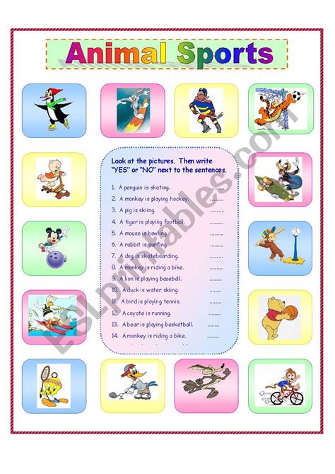 Animal Sports Worksheet 的图像结果