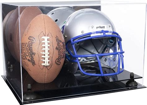 Acrylic Full-Size Football and Helmet Display Case with Mirror Back