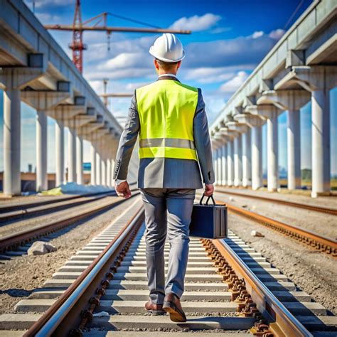 Back view of manager industrial engineer walking and checking structure ...