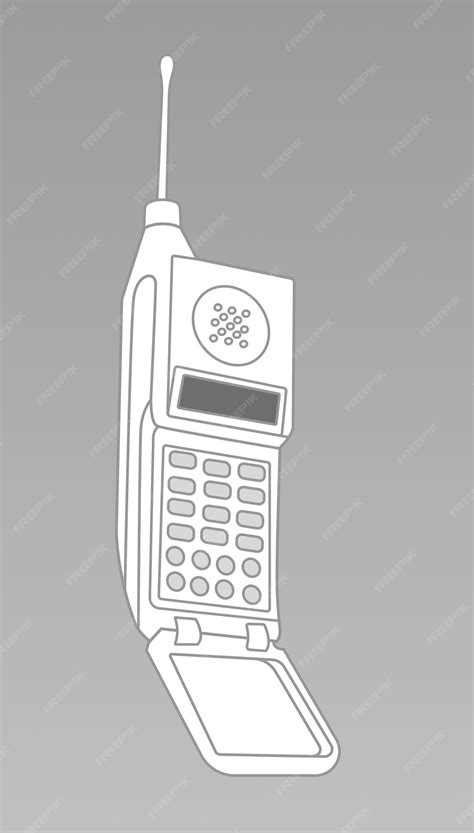 Vintage mobile phone with antenna and keypad line drawing of a classic ...