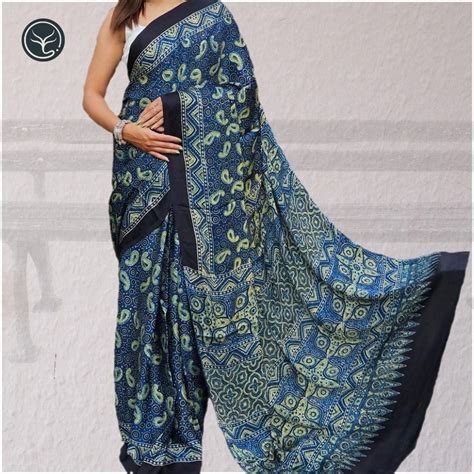 DESIGNER AJRAKH IN MODAL SILK (MD-AJ-ALF-48) - BLOCK PRINTED – Exotyq