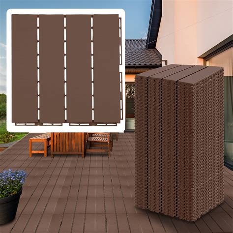 60 sq. ft Patio Interlocking Deck Tiles 60 Pieces Plastic Waterproof ...