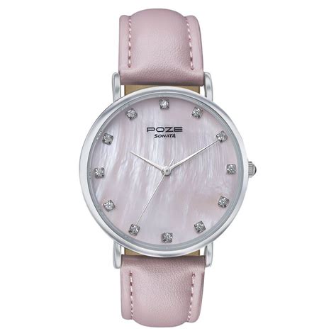Buy Online Sonata Poze Quartz Analog Pink Mother Of Pearl Dial Pink ...