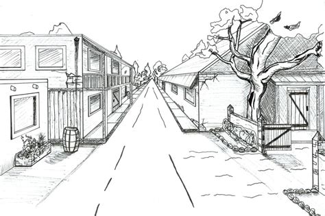 Perspective Landscape Drawing at PaintingValley.com | Explore collection of Perspective ...