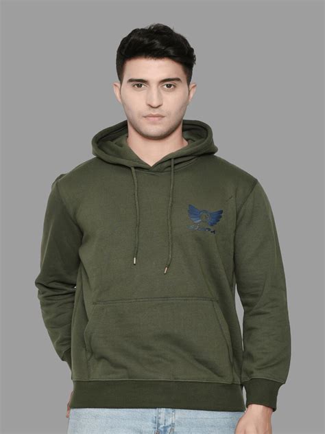 Buy SIAPA Men Olive Green Hooded Sweatshirt - Sweatshirts for Men ...