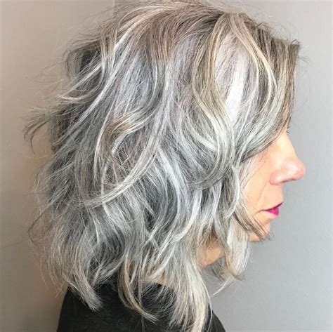 Medium Layered Gray Hairstyle | Cool hairstyles, Hair cuts, Hair styles