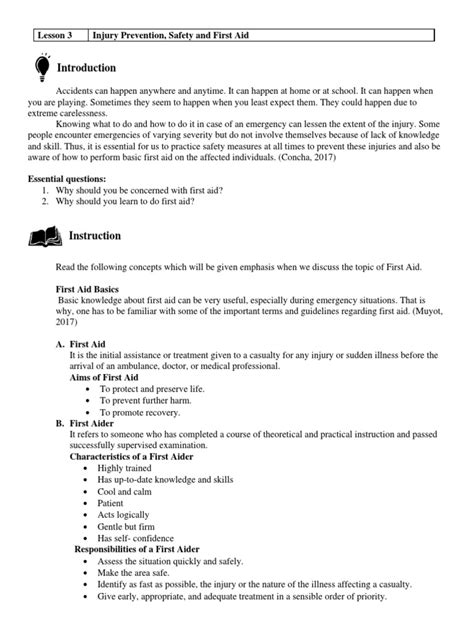 Image result for Introduction of First Aid Lesson Plan