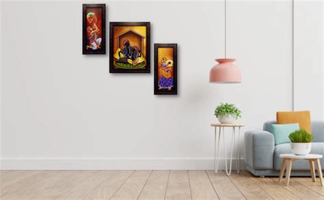 Indianara 3 PC Set of Rajasthani Folk Music & Dance Paintings (1084 ...