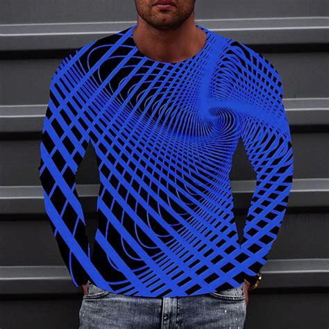 Men's Optical Illusion Graphic Prints T Shirt Long Sleeve T shirt 3D ...