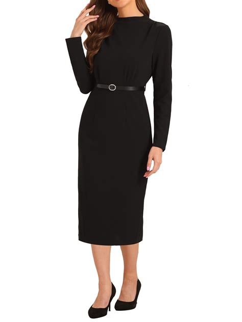 INSPIRE CHIC Work Sheath Dress for Women's Stand Collar Bodycon Career ...