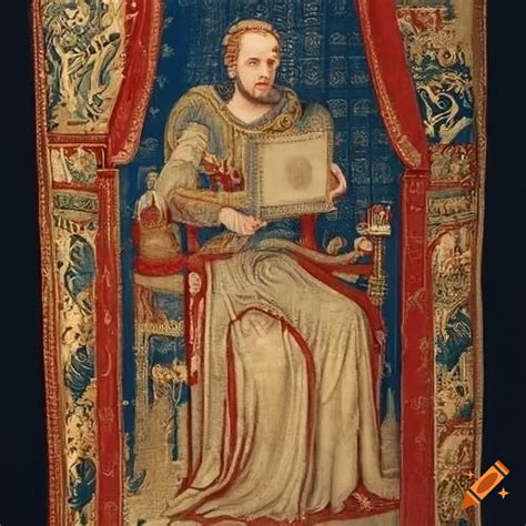 Medieval tapestry depicting a feudal lord on Craiyon