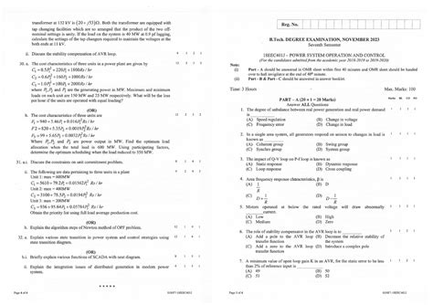 18EEC401J Power System Operation & Control - Exam Notes - Studocu