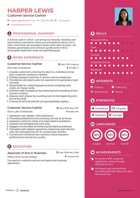 Cashier Resume Sample Pdf | Master of Template Document