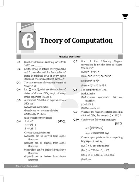 Theory of Computation - TOC Practice Questions and Answers - Studocu