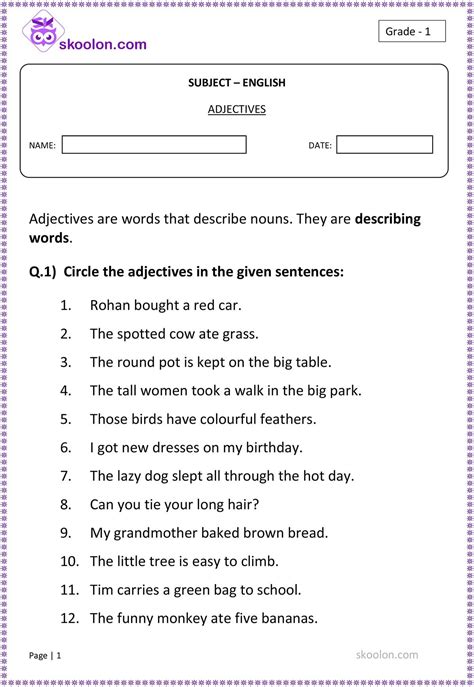 Adjectives-1 - skoolon.com