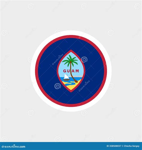 Flag of Guam. Blue and Red Flag with a Palm Tree of the Island of Guam. Stock Vector ...