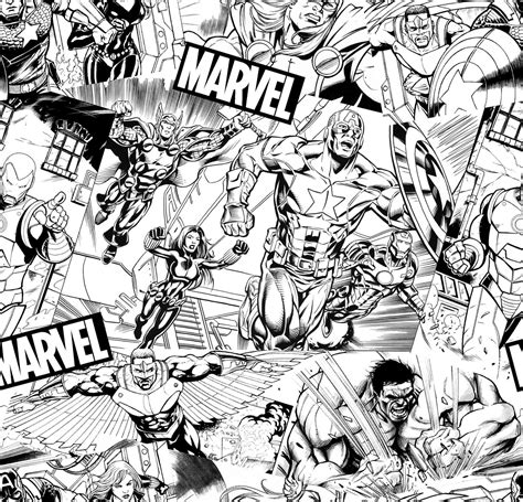 Avengers Comic Strip Black And White